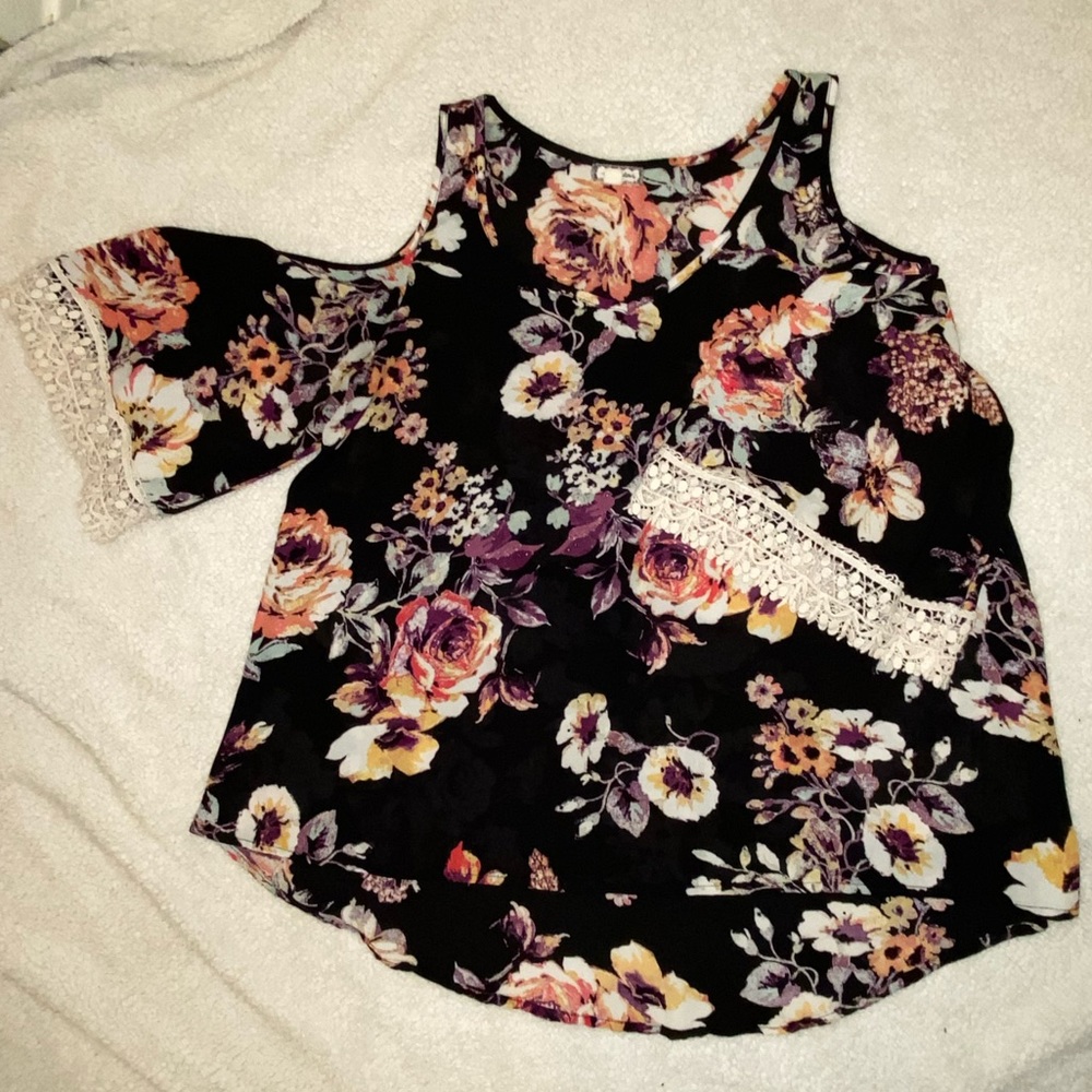 Black Sheer Floral Top